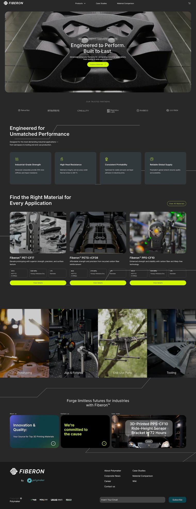 The fiberon.polymaker.com homepage