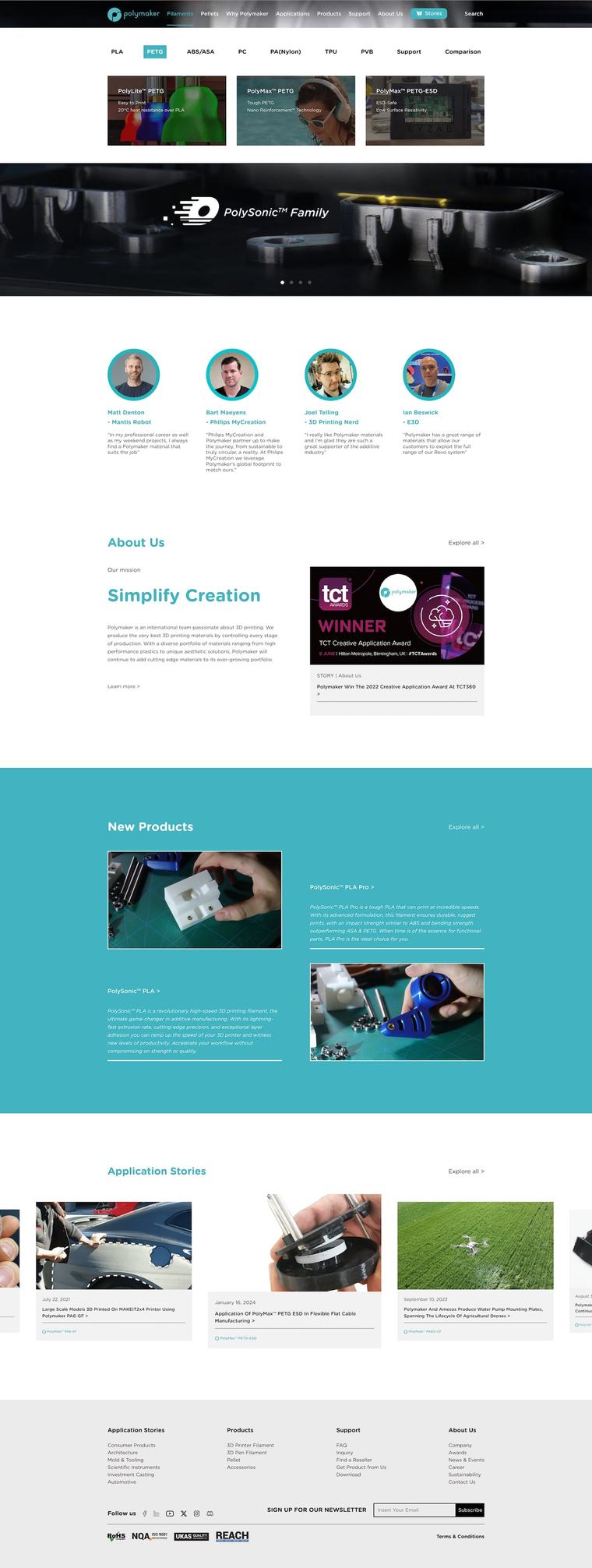 The polymaker.com homepage